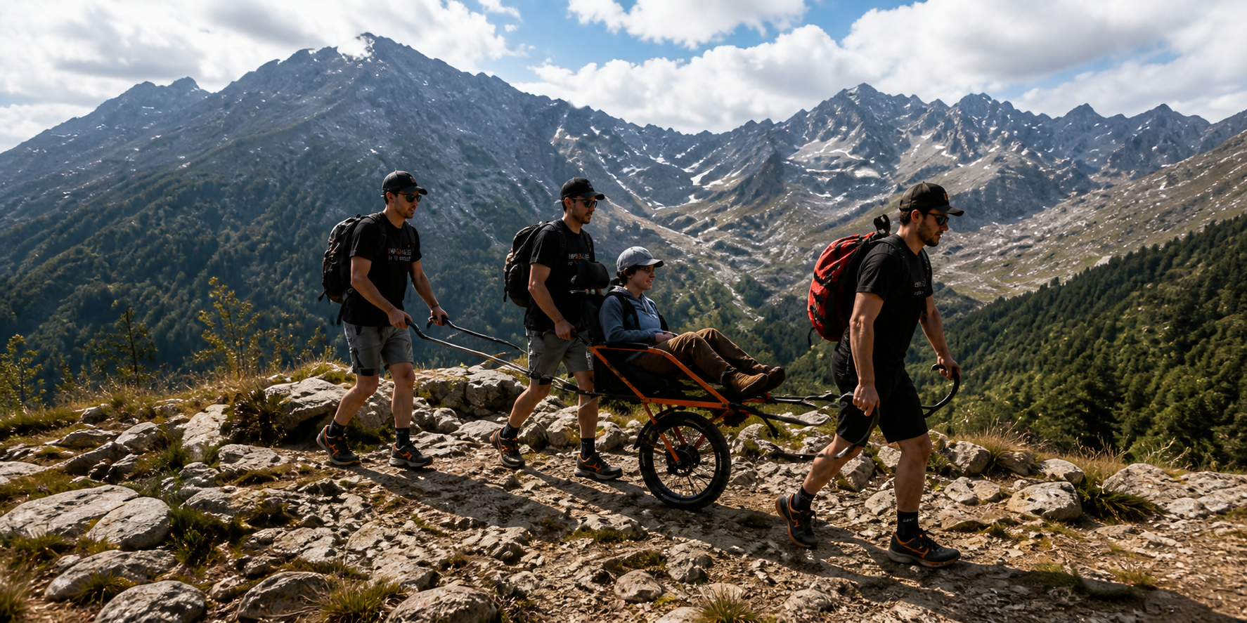 Equipo Yo Te Empujo en crestas de montaña con vistas espectaculares